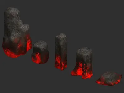 Rock Set 06 - Lava Low-poly 3D model