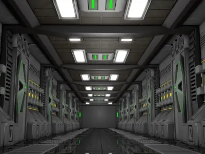 Sci Fi Corridor  3D model 32