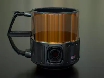 Sci Fi Mug with Camera Low-poly 3D model