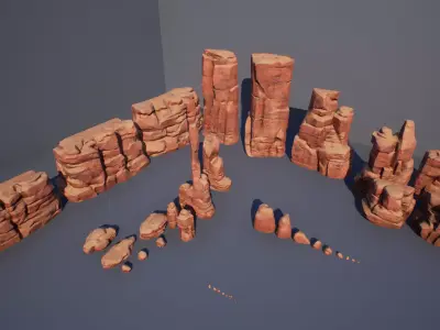 Cliff Rock Stone Set Low-poly 3D model