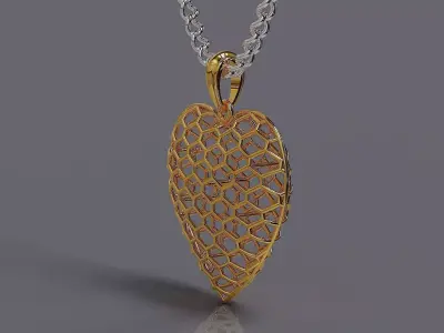 Honeycomb Geometric Heart necklace 3D print model