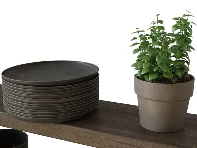 Shelf with dishes 3D model