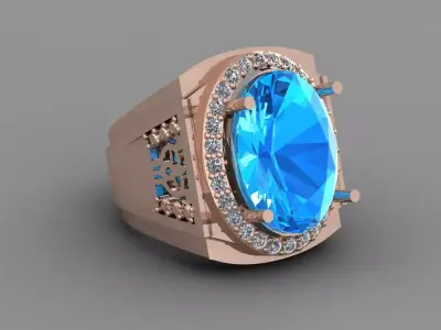 Rose Gold Men Diamond Ring 3D print model 3D print model 6