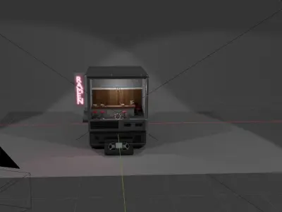 Old School Tv Ramen Shop Low-poly 3D model