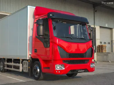  Commercial Cargo Delivery Box Lorry Rigged for Maya 