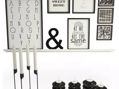 Black Decoration With Heima Candles 3D model