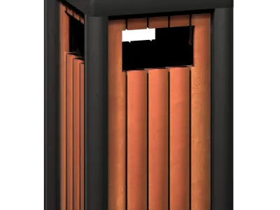 Wooden box type cage trash can Low-poly 3D model