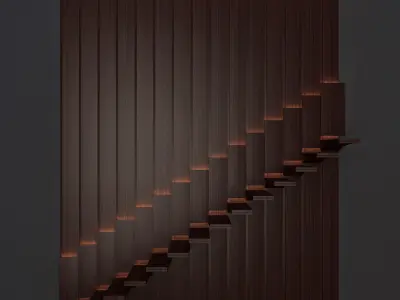 Staircase wooden with lighting 3D model