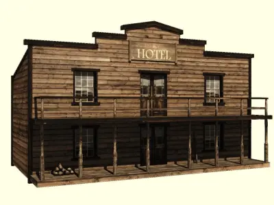 Western town building pack Low-poly 3D model