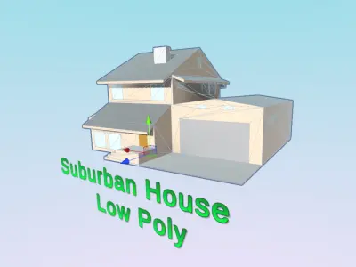 Suburban House Low Poly Free low-poly 3D model