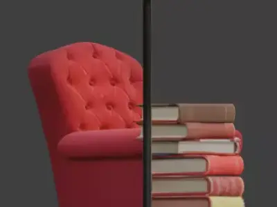 Tiny Library Corner 3D Model v02 Low-poly 3D model