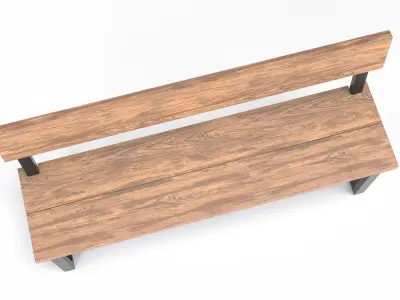 Street Bench 02 Low-poly 3D model