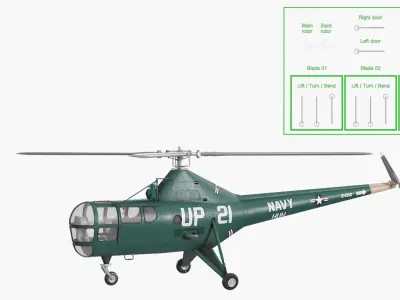  Navy Helicopter Sikorsky H-5 Green Rigged 