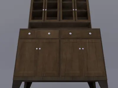 Cupboard wooden cabinet with doors and drawers 3D model purchase