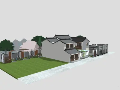 Complete Chinese Garden Courtyard Kit 3D Model Set Oriental 3D model