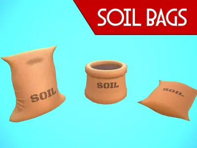 SOIL BAGS 01-03 CARTOON STYLIZED 3D Model Pack