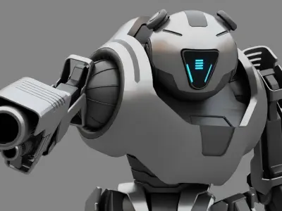 Combat Droid Panda rigged- animated character 3D model