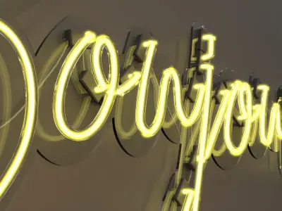 Bonjour - Neon Sign 3D model