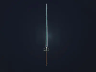 Chineese stylized two-handed sword Low-poly 3D model