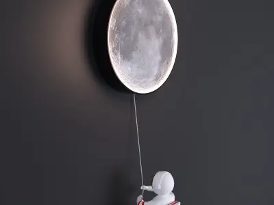 Astronaut And Moon Light Fixture 3D model