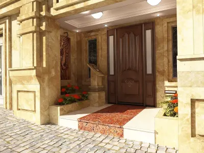 3d model of a stone facade apartment with full details 3D model