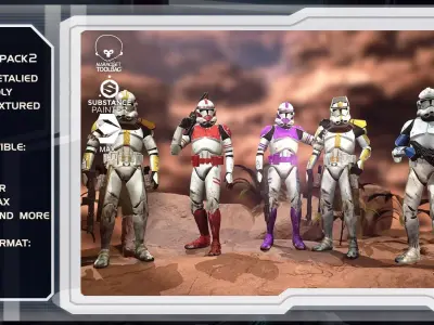 Star wars Clone trooper Phase 2 pack 2 Low-poly 3D model