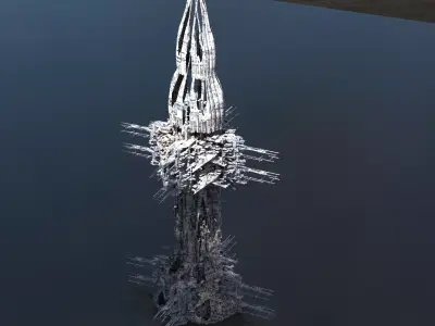 White Atlanta Sci fi Tower Top  3D model