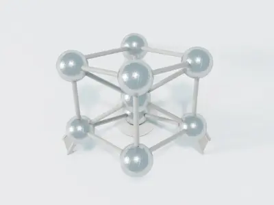 Atomium tower of metal balls Low-poly 3D model