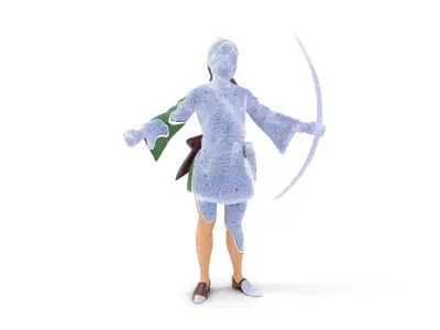 Forest Archer Female D Character Model Rigged and Animated Low-poly 3D model