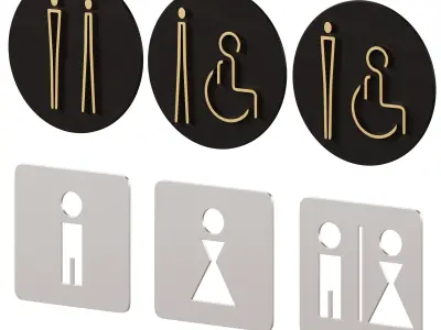 Restroom Directional Door Signs 3 3D model