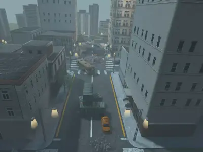 Lowpoly Shooting area City  Low-poly 3D model