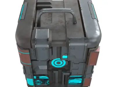 High-Detail Sci-Fi 3D Prop box B Low-poly 3D model
