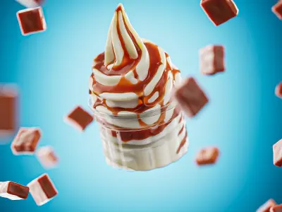 3 Soft Ice Creams and a scene setup 3D model