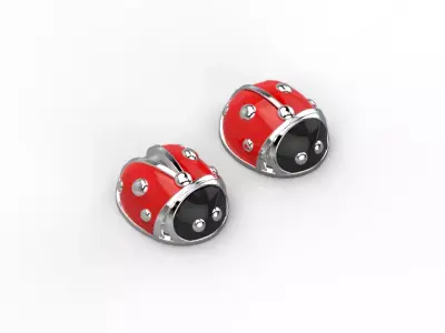 101112 SE stud earrings ladybugs with enamel  3D print model