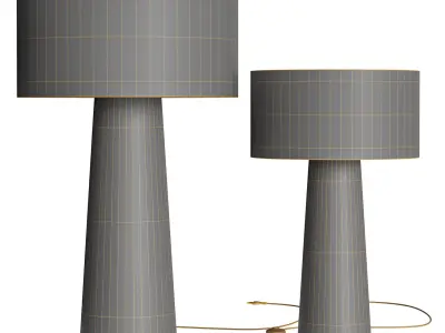 Floor lamp made of fabric and metal cylinder-modern-Eryn 3D model