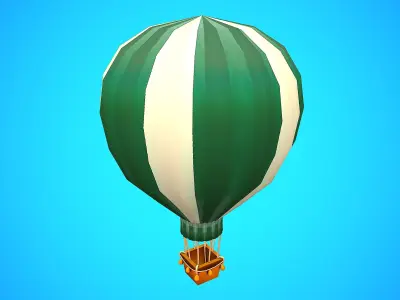 HOT AIR BALLOON CARTOON STYLIZED 03 Low-poly 3D model
