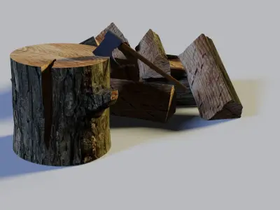 firewood two pieces of wood Low-poly 3D model