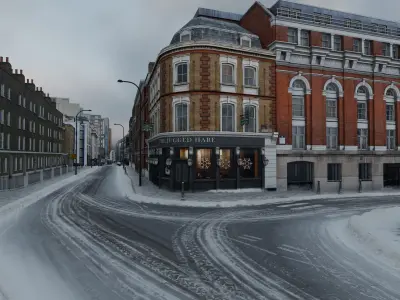 Snowy Streets of London Low-poly 3D model