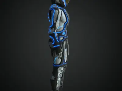 Cyberpunk rigged character space Low-poly 3D model