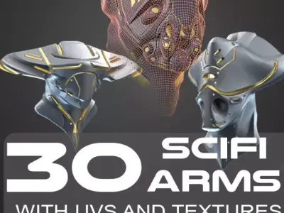 30 SCIFI HELMETS with 4k Textures and UVS for ALL Softwares Low-poly 3D model