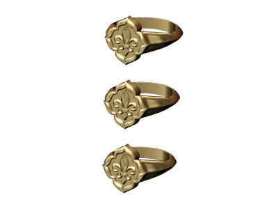 Lily ornament window signet ring Us sizes 7 8 9 3D print model