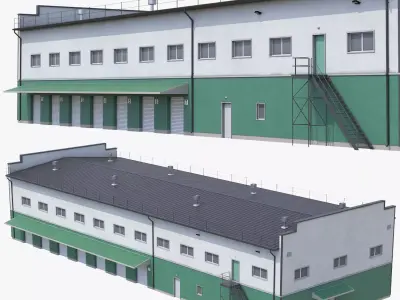 Industrial Building 17 Green PBR Low-poly 3D model