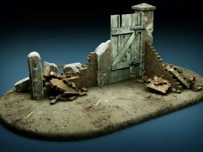 Blown Up Gate 3D model