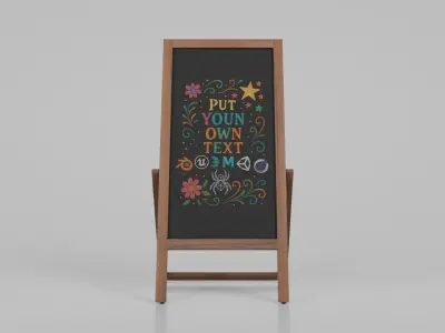Customizable Double Sided Wooden Chalkboard Sign Low-poly 3D model