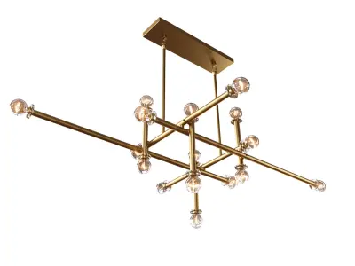 Milano  Wide Polished Brass 16 Light Linear Chandelier 3D model