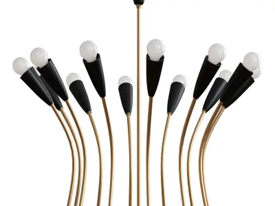 Large   Modernist Black Spider 24-Light German Chandelier 3D model