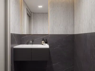 Modern 1 Bedroom Apartment  Complete Interior 3D Scene  3D model