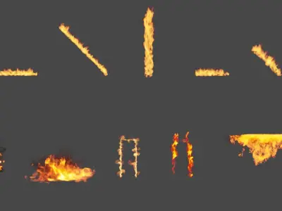 Burning house elements pack vdb 3D model