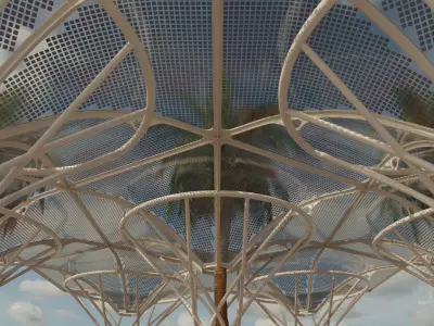 Abstract Metal exterior glass canopy with solar panels 3D model