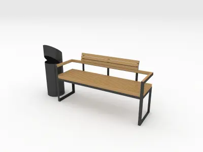 Bench Park 27 Low-poly 3D model
